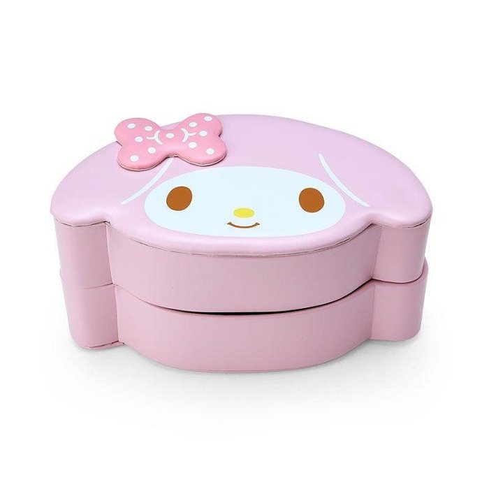 ♥小花花日本精品♥ Hellokitty 美樂蒂 大耳狗 酷洛米 大臉造型飾品盒 雙層旋轉收納盒 ~ 3