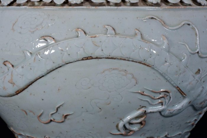 古瓷器 古董瓷器 0R影青雕刻龍鳳紋荷葉罐38*35m1600-3560