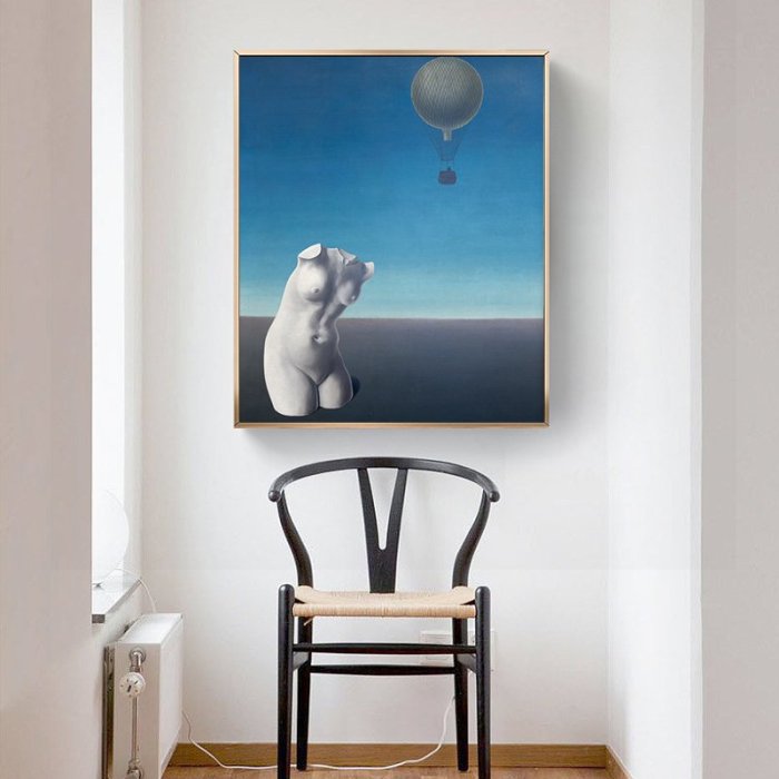 C - R - A - Z - Y - T - O - W - N　Rene Magritte馬格利特比利時畫家談話的藝術名畫超現實主義裝飾畫餐廳玄關油畫