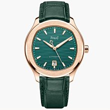 預購 伯爵錶 Piaget Polo系列 Piaget Polo Date腕錶 42mm G0A47010 18K玫瑰金 綠色面盤 綠色鱷魚皮錶帶  機械錶