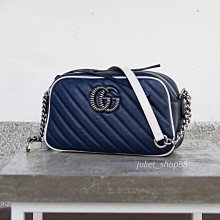 【茱麗葉精品】全新精品 GUCCI 專櫃商品 447632 GG Marmont 24cm 牛皮斜背相機包.深藍 預購