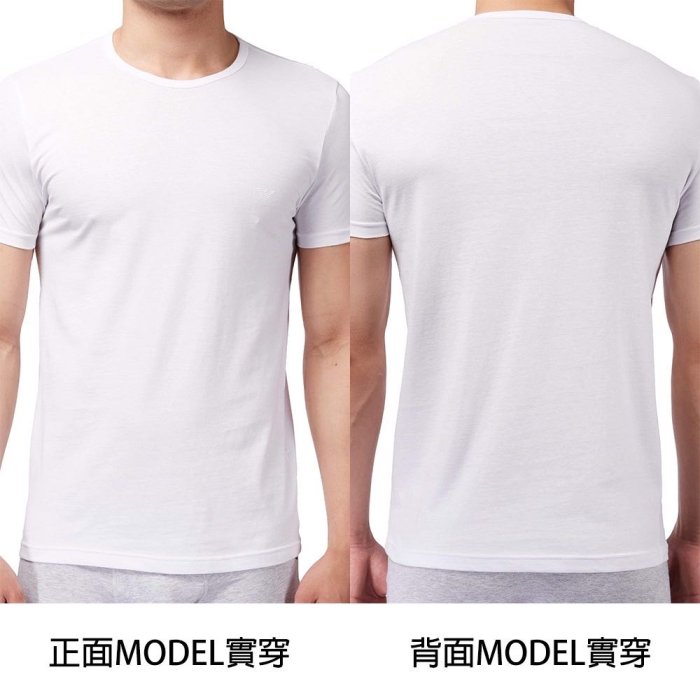 EMPORIO ARMANI亞曼尼 EA 純棉白色圓領短袖 T恤 素T 短T 內衣 三件組（S號）