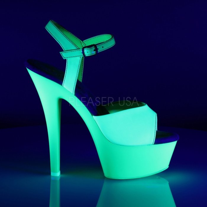 Shoes InStyle《六吋》美國品牌 PLEASER 原廠正品漆皮霓虹螢光厚底高跟涼鞋 出清『綠色』