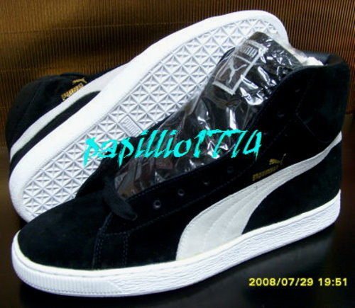 ㊣絕版屌鞋免運費㊣PUMA SUEDE MID經典復古麂皮休閒籃球鞋全黑/灰白配色US:10.5號/28