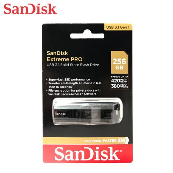 SanDisk Extreme Pro USB 3.1 SSD 隨身碟 256GB (SD-CZ880-256G)