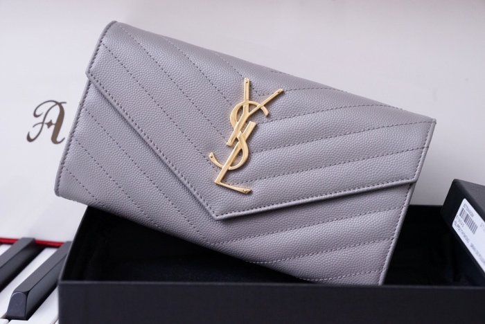 Saint Laurent 372264 Monogramme 牛皮前釦夾 黑金