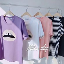 ☆Milan Shop☆網路最低價 正韓Korea 高質感MINI精緻小香格紋嘴唇棉衫 5色$699(特價)