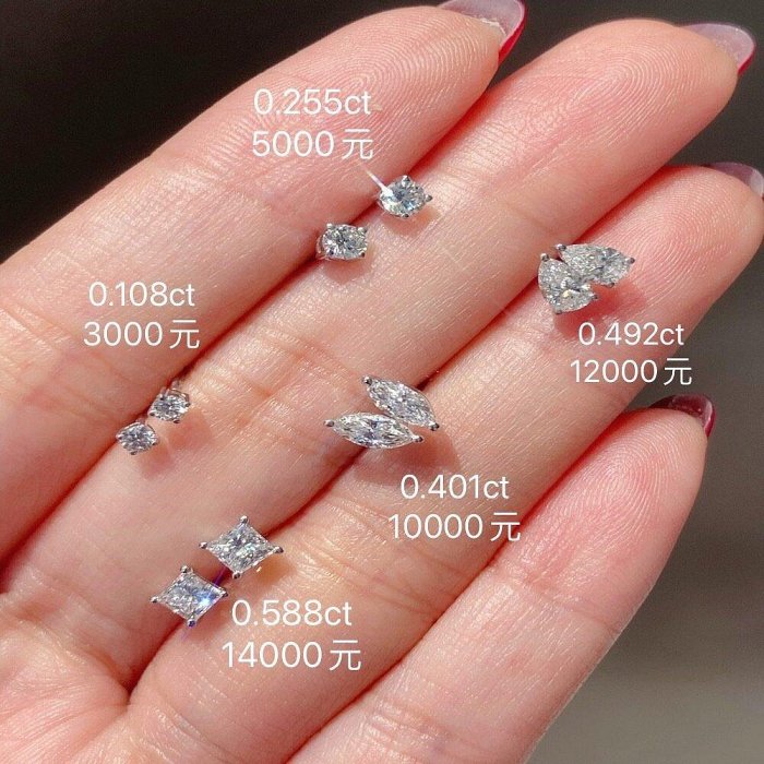 【WhiteKuo】 18K金鑲培育鑽石經典款耳針