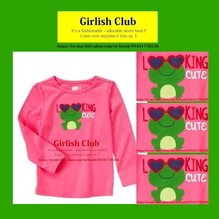 【Girlish Club】crazy 8女童青蛙長袖上衣3T(c288)amber carter&#39;s外套二七一元起標