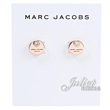 【茱麗葉精品】全新精品 MARC JACOBS 品牌圓盤LOGO水鑽鑲嵌耳環.玫瑰金 現貨