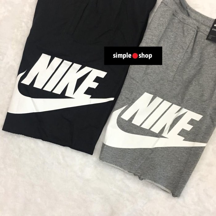 【Simple Shop】現貨 NIKE LOGO短棉褲 不修邊 棉褲 NIKE運動短褲 薄款 大童款 成人可穿