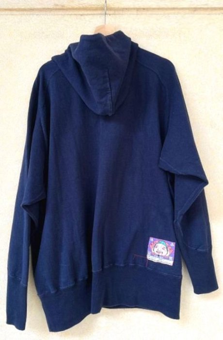 BLACK美中古EVISU.JAPAN日版老品VINTAGE手工刷大M LOGO連帽長T帽T