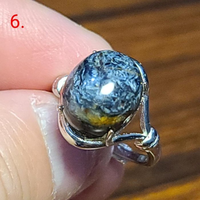彼得石 藍彼得石 戒指 風暴石 地球紋 蛋面 天然 ❤水晶玉石特賣#B524-2
