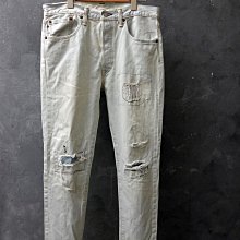 CA 美國品牌 LEVI'S 501 CT 淺藍黃仿舊縫補 排扣 小直筒 牛仔褲 32腰 一元起標無底價M886