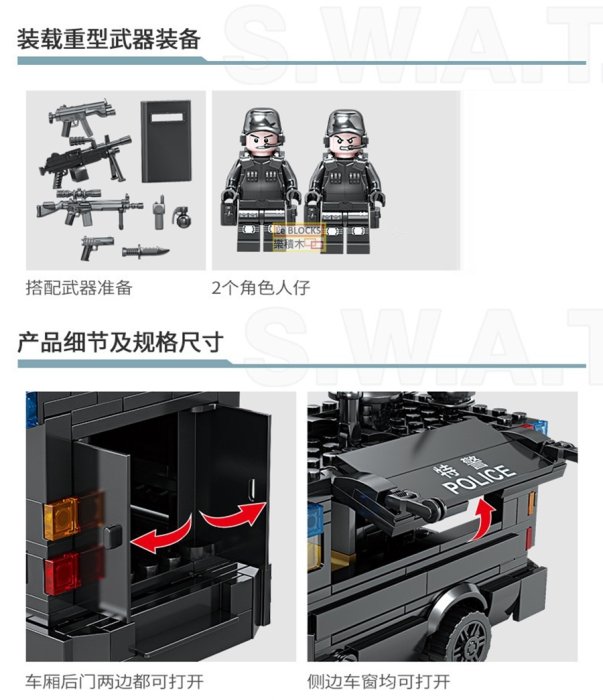 樂積木【現貨】第三方 SWAT 通信車 非樂高LEGO相容 特戰 吃雞 特種部隊 反恐 軍事 積木 特警 警察