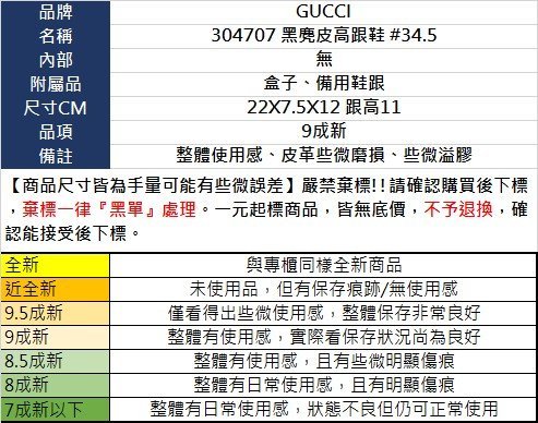 BRAND楓月 GUCCI 古馳 304707 黑麂皮高跟鞋 #34.5 精品鞋款 女用鞋款 時尚穿搭