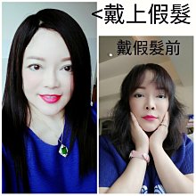 手之髮整頂醫療級45cm全頭手織雙遞針100%真髮顯現健康頭皮女逼真蓬松透氣左分右分中分齊斜劉海中長直髮假髮頭套男生也可