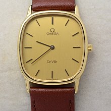 《寶萊精品》Omega 歐米茄金黃橢圓石英男子錶