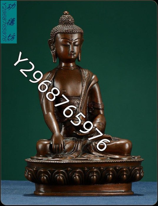 尼泊爾手工釋迦牟尼居家供奉古銅雕花釋迦摩尼佛像擺件7寸【功德坊】古玩 收藏 古董