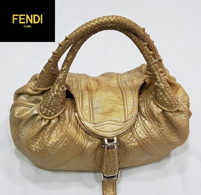 羅浮宮 稀少真品 FENDI 芬迪 SPY 大間諜包 手提袋 義大利完售 金色限量款 原價七萬多 高質感名牌精品