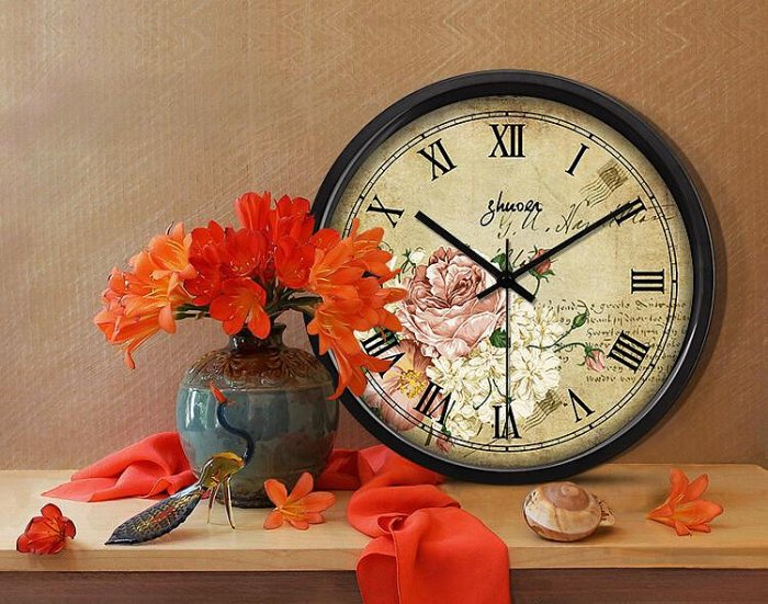 美式鐘表客廳復古掛鐘歐式靜音石英鐘創意個性簡約代掛表圓形