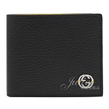 【茱麗葉精品】全新名牌 GUCCI 專櫃商品 610466 經典雙G LOGO 內裡撞色牛皮4卡零錢短夾.黑/黃 預購