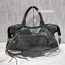 《真愛名牌精品》BALENCIAGA 168028 黑色 小扣 Giant City bag機車包*7成新*000143