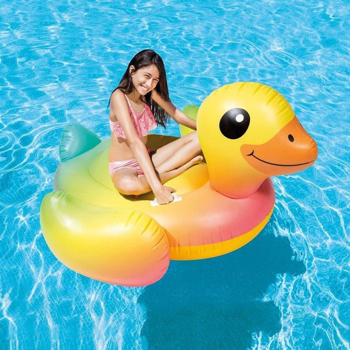 玩樂生活 美國 INTEX57556 單人大黃鴨充氣坐騎 游泳圈 水上浮島 浮圈 玩水 戲水 游泳大人小孩都可玩