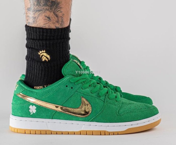 代購】Nike SB Dunk Low Shamrock 綠金低幫休閒百搭滑板鞋BQ6817-303男