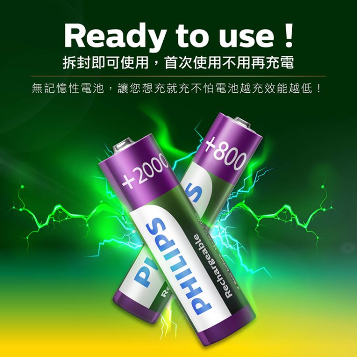 台灣公司貨 電池 PHILIPS 飛利浦 電池充電 鎳氫電池 充電電池 低自放鎳氫充電電池 原廠保固【0020725】