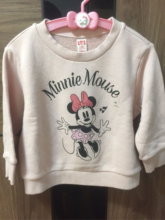 Uniqlo kids Disney 米妮粉紅色圓領長袖上衣大學T 100cm 優衣庫| Yahoo