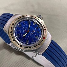 ((( 格列布 ))) 俄國軍錶  暗飛比涯  不銹鋼錶殼* 防水200　M -　藍面