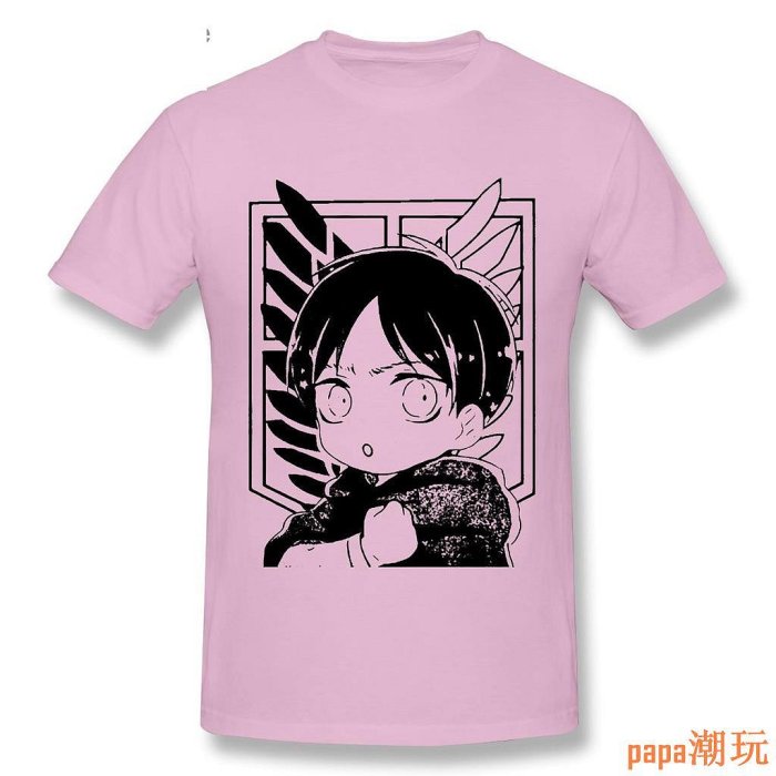 papa潮玩全新進擊的巨人 Shingeki No Kyojini 動漫 T 恤男士頂級品質短袖圓領 T 恤 T 恤上衣