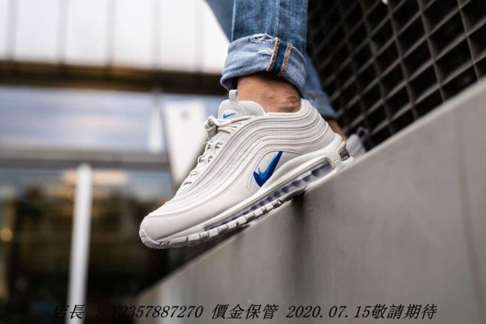 Nike Air Max 97 歐美限定 CT2205-001 象牙白 藍色 層次 男潮流鞋 白色 淺灰白