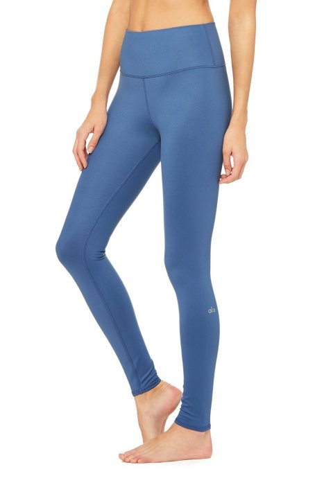 ALO YOGA W5473RHIGH WAIST AIRBRUSH LEGGING COBALT GLOSSY