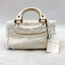 B0049 celine 白色毛絨boogie手提小包(遠麗精品 台北店)