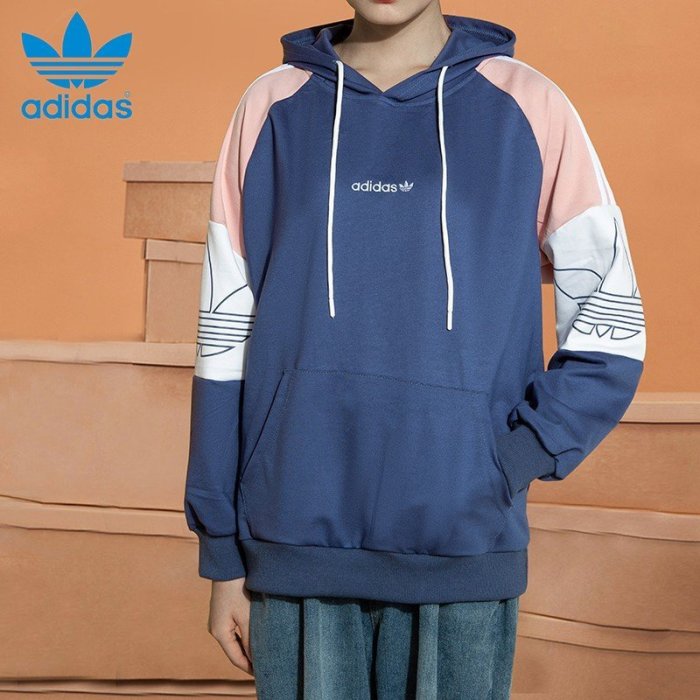 現貨熱銷-Adidas 愛迪達 三葉草 衛衣男女 塗鴉潑墨 運動套頭衫 大碼連帽外套 衣服 上衣 情侶衣 衛衣 運動外套