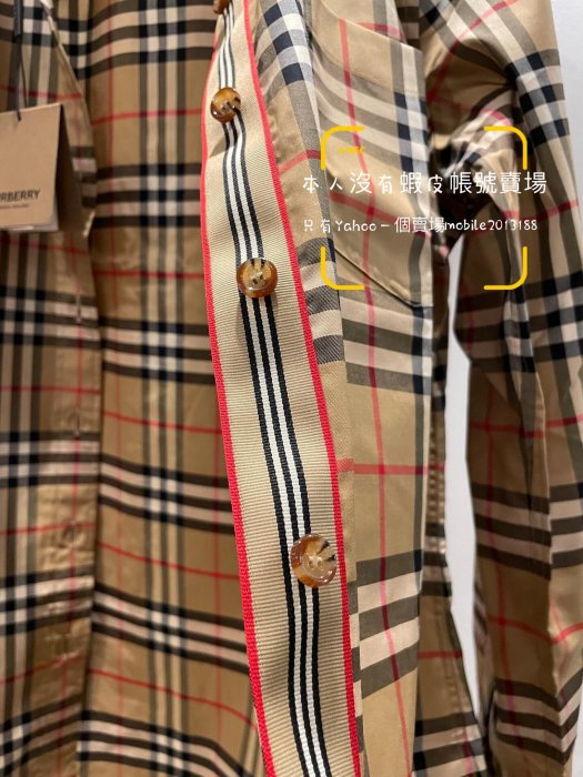 預購接單中 Sample sell 全新正品 BURBERRY 80222841 女款 領尖扣衣領經典格紋襯衫