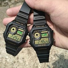 南◇現 CASIO 手錶 軍用錶 黑黃AE-1200WH-1B 10年電力 黑色 世界時間 多功能 電子錶 卡西歐 防水