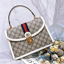 二手旗艦 GUCCI 咖啡色 PVC Queen Margaret 手提包 斜背包 兩用包(中友店)