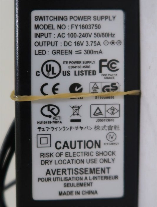 Switching Power Supply 電源供應器/變壓器/電源線(FY1603750)16V 3.75A