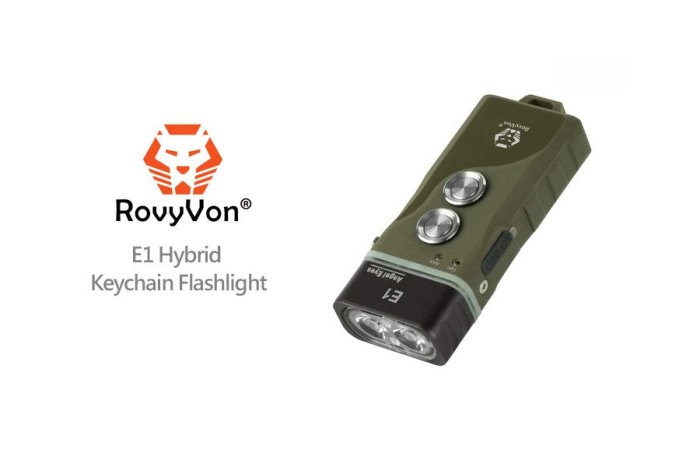 【電筒小鋪】RovyVon Angel Eyes E1鑰匙扣雙電源手電筒/軍綠色(附背夾)