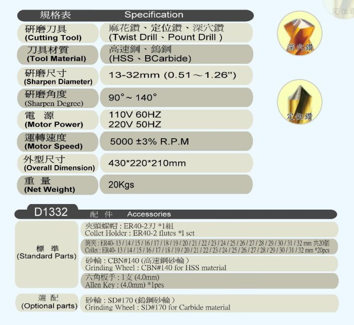 鑽頭研磨機13mm-32mm-鑽尾研磨機-麻花鑽研磨機-台灣製造