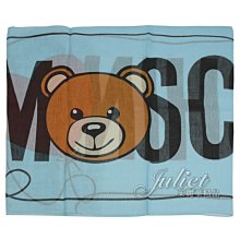 【茱麗葉精品】【全新商品 】MOSCHINO 03319 M2270 小熊撞色LOGO混紡薄圍巾.藍/小 現貨