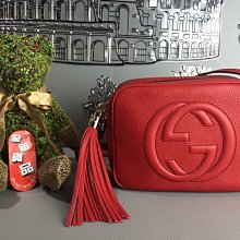 《真愛名牌精品》GUCCI 308364 紅色 牛皮 Soho Disco 斜背小包 *全新*代購