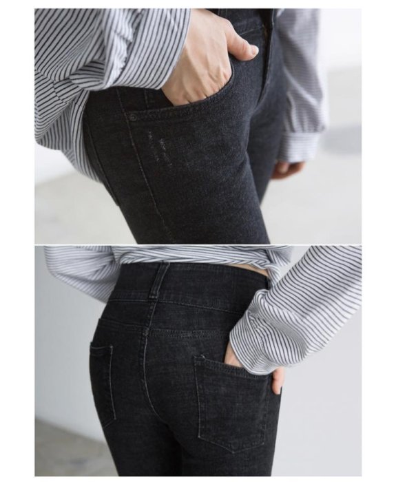 M SELECT 現貨供應中 新款！超好看 韓國 正韓 雙釦彈性牛仔褲 包腹 顯瘦 減3kg 推薦！藍/黑 熱銷款