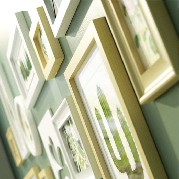 【灰熊好物】實木照片牆 相片牆 相框牆 結婚居家裝潢掛畫掛飾 歐式綠色植物清新圖案 #9304