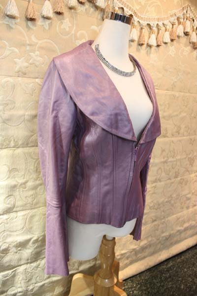 【性感貝貝2館】Aramis 品牌~ 珍珠紫色小羊皮真皮皮衣外套, di marzia Wilsons j'adore款