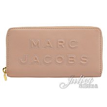 【茱麗葉精品】【全新精品 優惠中】MARC JACOBS 馬克賈伯 專櫃商品 刺繡LOGO全皮革拉鍊長夾.芭蕾粉 現貨