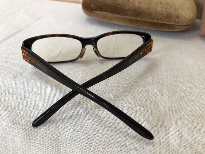 Angelia 百貨專櫃名品 Miu Miu 現貨 限量款絕版品 女性優雅琥珀色鏡框鏡架眼鏡